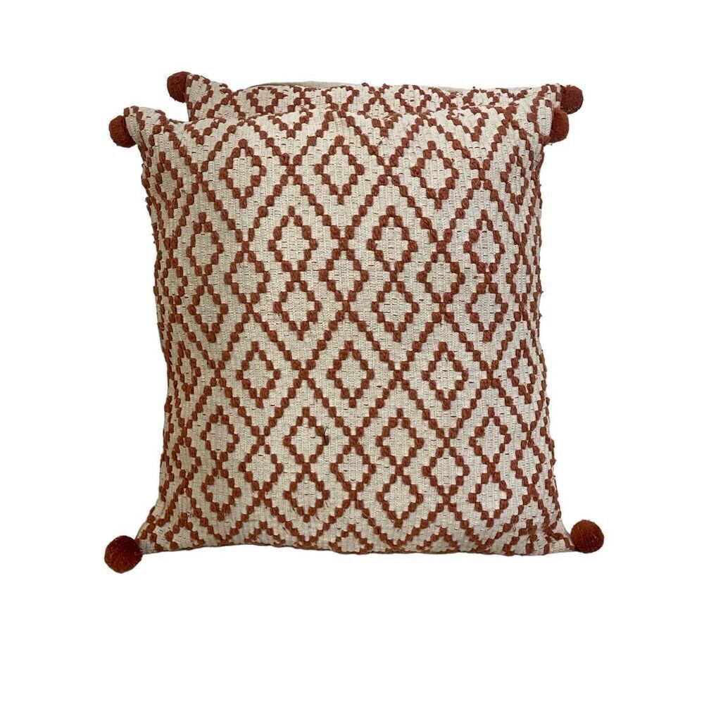 Pier 1 Imports Boho Throw Pillows 2 Square 18” x 18”Zipper Back